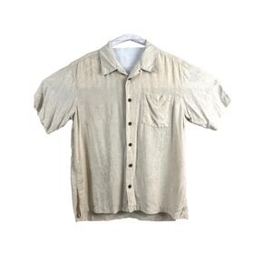 Columbia Mens Silk Shirt M Tropical Short Sleeve Button Down Coastal Island Golf